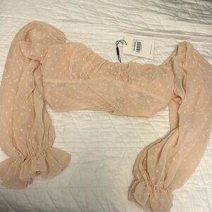 Hello Molly long sleeve blouse with fabric to tie a bow in the back